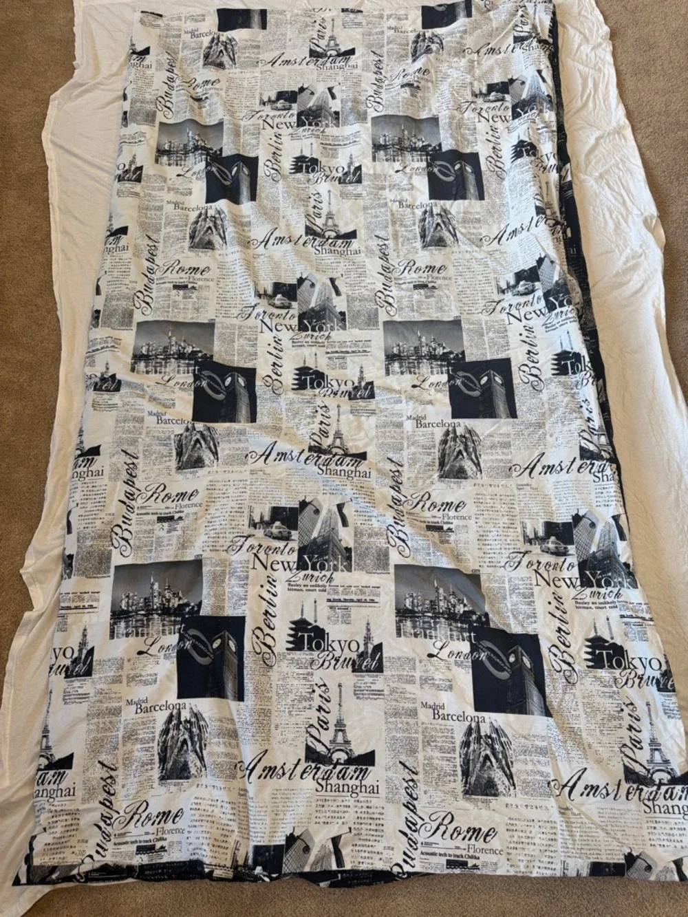 ALAMODE Home Bedlam Passport King Mini Set Travel Print Duvet Cover & 2 shams